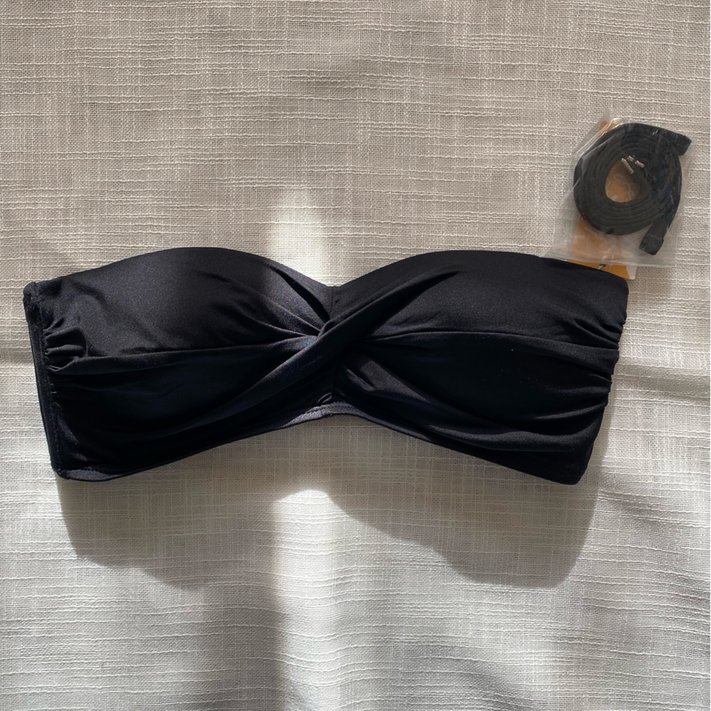 Black Strapless Bandeau Bikini Top